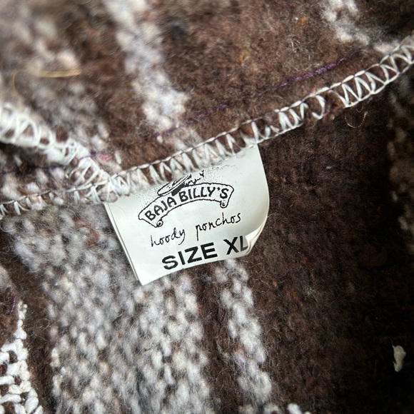 Baja Billy’s Pull Over/Poncho, Size XL, Brown and White - Picture 4 of 4